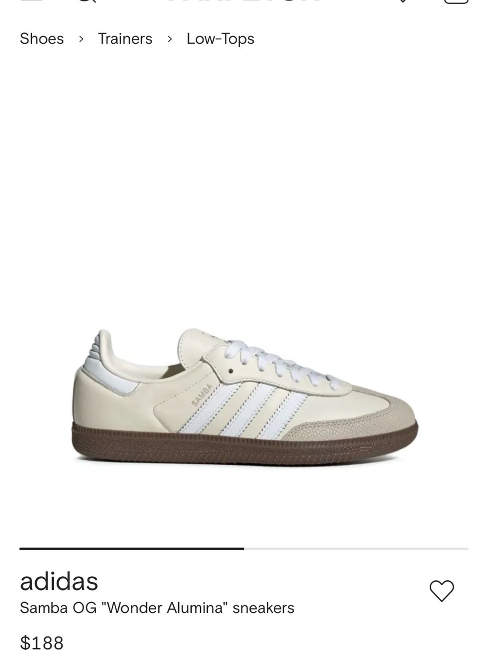 Adidas Samba OG Wonder Alumina Sneakers in Cream, White & Brown